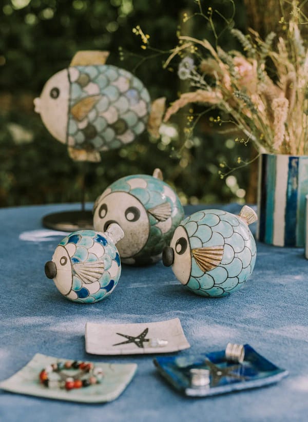 Poissons décoratifs à poser – Créations en Raku aux reflets uniques