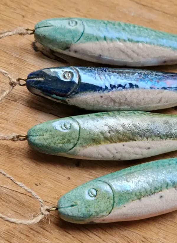 Sardines décoratives en céramique
